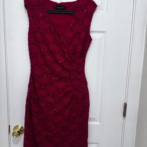 Connected Apparel Red Lace Dress Size 10 Elegant Stretch Party Formal